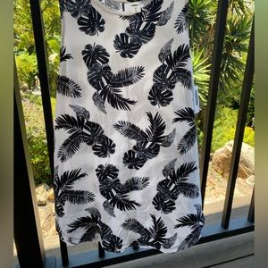 White tank top with black palm fronds